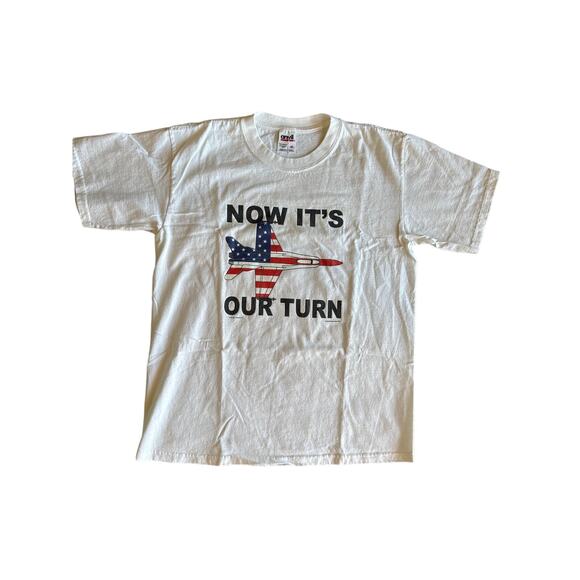 VTG 2001 US Air Force Military Americana 911 Anti Terrorist M Anvil Wht T-shirt - Picture 1 of 6